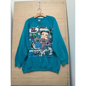 Vintage 1994 Betty Boop Christmas Sweatshirt Freeze Teal